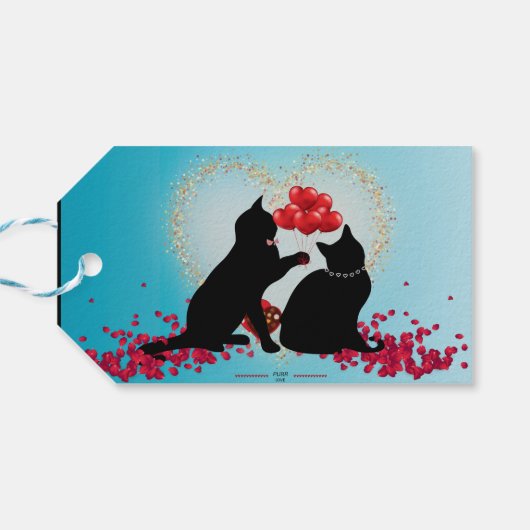 Purere Liebe - Katze Valentinballons - Geschenktüt Geschenkanhänger (Rückseite Horizontal)