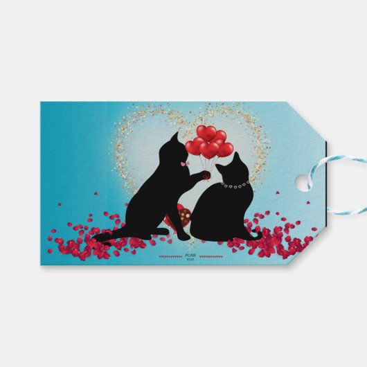 Purere Liebe - Katze Valentinballons - Geschenktüt Geschenkanhänger (Vorderseite (Horizontal))