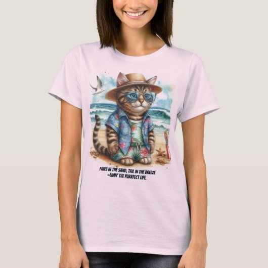 Purfect Beach Life für Kitty Cat Liebhaber T-Shirt (Vorderseite)