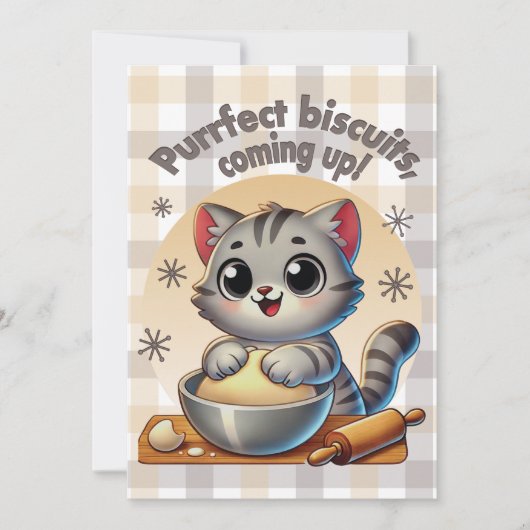 "Purfect biscuits, kommend" Katzenkuppe Einladung (Vorderseite)