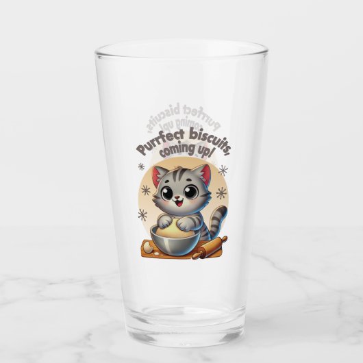 "Purfect biscuits, kommend" Katzenkuppe Glas (Vorderseite)