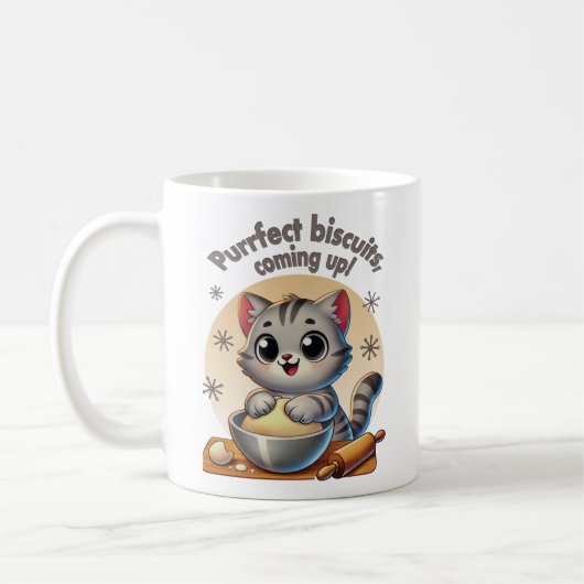 "Purfect biscuits, kommend" Katzenkuppe Kaffeetasse (Links)