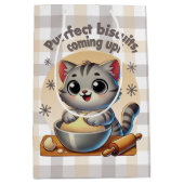 "Purfect biscuits, kommend" Katzenkuppe Mittlere Geschenktüte (Vorderseite)