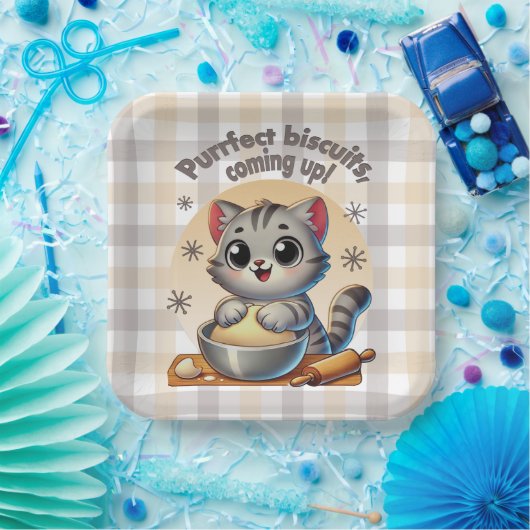 "Purfect biscuits, kommend" Katzenkuppe Pappteller (Party)