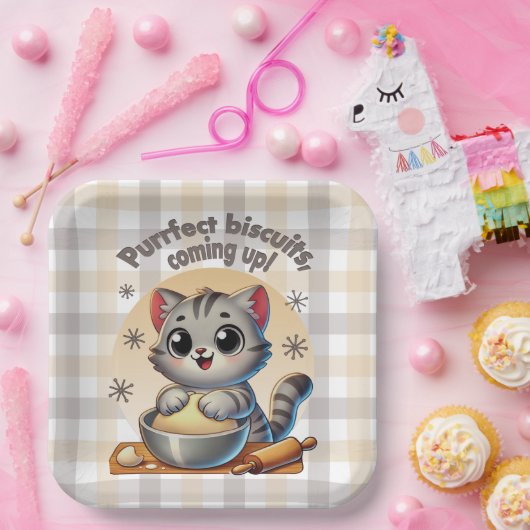 "Purfect biscuits, kommend" Katzenkuppe Pappteller (Party)