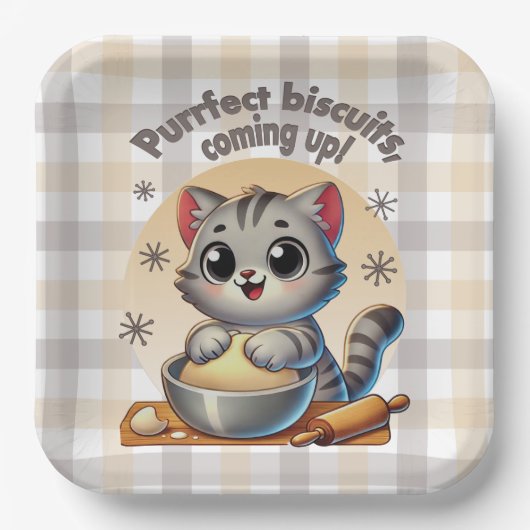 "Purfect biscuits, kommend" Katzenkuppe Pappteller (Vorderseite)