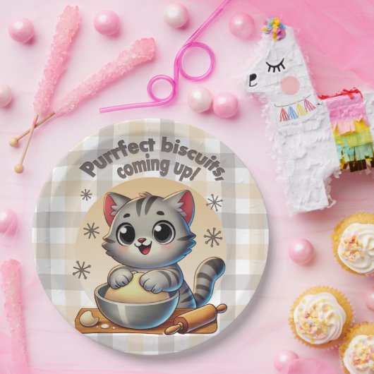 "Purfect biscuits, kommend" Katzenkuppe Pappteller (Party)