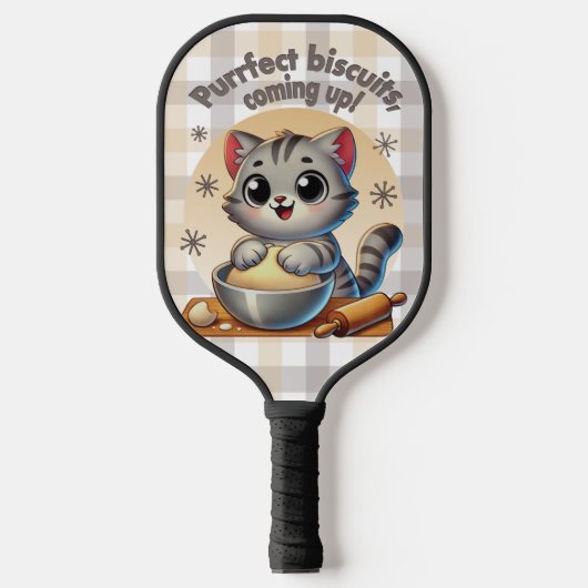 "Purfect biscuits, kommend" Katzenkuppe Pickleball Schläger (Vorderseite)