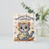 "Purfect biscuits, kommend" Katzenkuppe Postkarte (Stehend Vorderseite)