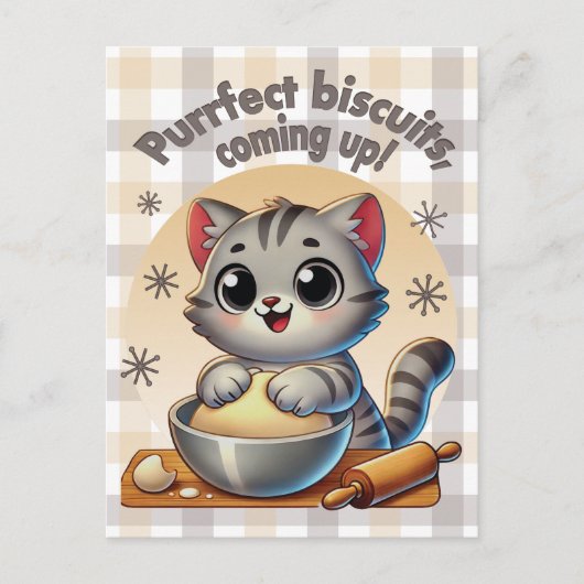 "Purfect biscuits, kommend" Katzenkuppe Postkarte (Vorderseite)