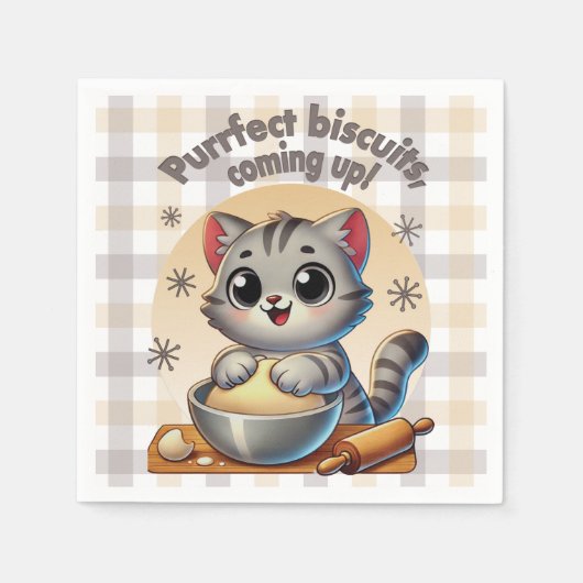 "Purfect biscuits, kommend" Katzenkuppe Serviette (Vorderseite)