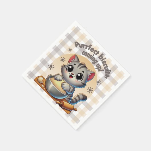 "Purfect biscuits, kommend" Katzenkuppe Serviette (Ecke)