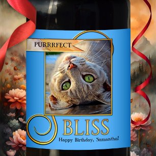 Purfect Bliss Funny Cat Weinetikett