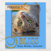 Purfect Bliss Funny Cat Weinetikett (Einzelnes Label)