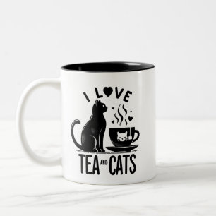 Purfect Brew: Ich Liebe Tee und Katzen Zweifarbige Tasse