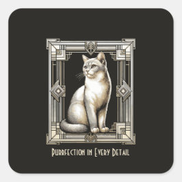 Purfect Cat Design im Schwarz-Weiß-Jugendstil Quadratischer Aufkleber