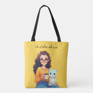 Purfect Cat Lover Mama Niedlich gelb Tasche