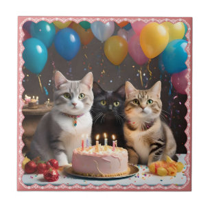 Purfect Celebration: Geburtstagsparty einer Katze, Fliese