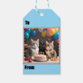 Purfect Celebration: Geburtstagsparty einer Katze, Geschenkanhänger (Vorderseite)