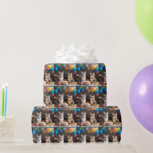 Purfect Celebration: Geburtstagsparty einer Katze Geschenkpapier