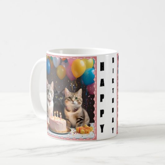 Purfect Celebration: Geburtstagsparty einer Katze, Kaffeetasse (Vorderseite Links)