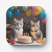 Purfect Celebration: Geburtstagsparty einer Katze Pappteller (Vorderseite)