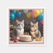Purfect Celebration: Geburtstagsparty einer Katze Serviette (Vorderseite)