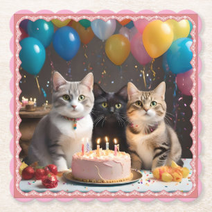 Purfect Celebration: Geburtstagsparty einer Katze, Untersetzer