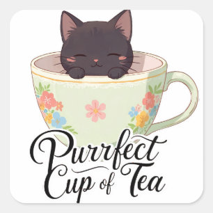 Purfect Cup of Tea Quadratischer Aufkleber