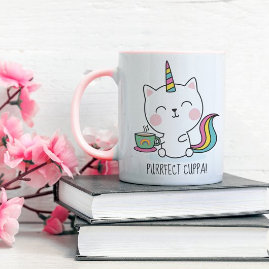 Purfect Cuppa Niedlich Kawaii Caticorn Rosa Cartoo Tasse