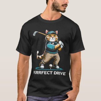 Purfect Drive Golfing Cat Design T-Shirt