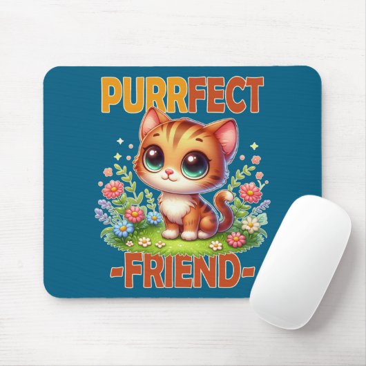 Purfect Friend pun Niedlich orange Katzenkätzchen Mousepad (Mit Mouse)
