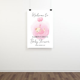 Purfect kitty pink Aquarell Babydusche Willkommen Poster