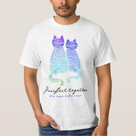 Purfect Modern Blue Stripe Abstrakt Cats Liebe T-Shirt