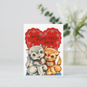 Purfect Pair Kitty Valentine Feiertagspostkarte (Stehend Vorderseite)