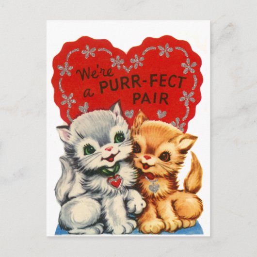 Purfect Pair Kitty Valentine Feiertagspostkarte (Vorderseite)