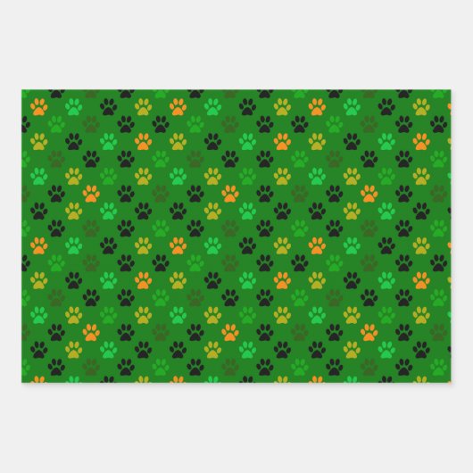 Purfect Pet Paw Prints in grün blau Geschenkpapier Set (Vorderseite)
