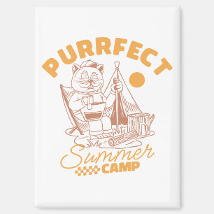 Purfect Summer Camp - Vintage Katze Magnet