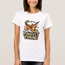 Purfect Time | Funny Cat Punctual Clock T - Shirt