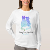 Purfect Whimsical Cat Couple Romantic Blue Stripe T-Shirt (Vorderseite)