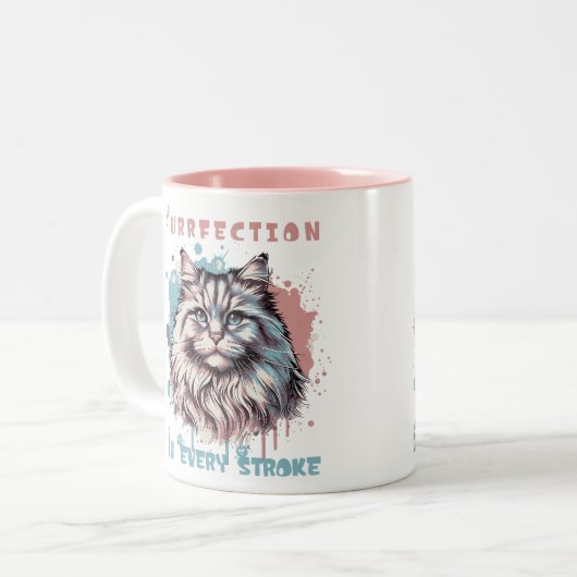 Purfection in jeder Stroke Cat Art Design Tasse (Vorderseite Links)