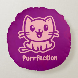 Purfektion, sehr Niedliche Anime-Katze Rundes Kissen