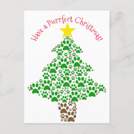 Purffect Christmas Funny Cat Paw Print Foto Feiertagspostkarte