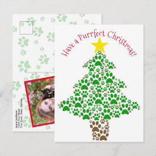 Purffect Christmas Funny Cat Paw Print Foto Feiertagspostkarte