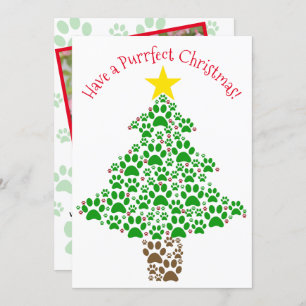 Purffect Christmas Niedlich Cat Paw Print Tree Fot Feiertagskarte