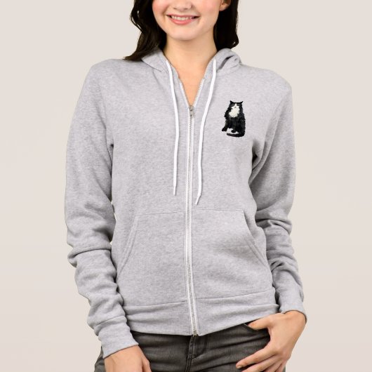 Purffect Schwarz-Weiß-Katze Hoodie (Vorderseite)