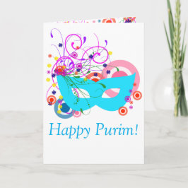 Purim aquamarine Maske mit Wirbel Karte