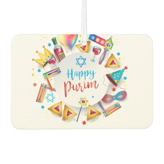 Purim Basket Gifts Hamantaschen Gragger Hebrew Autolufterfrischer (Vorderseite)
