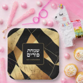 Purim Black Gold Moderne Geometrie Personalisiert Pappteller (Party)