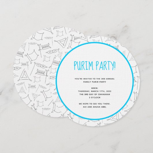 Purim Einladung (Vorne/Hinten)